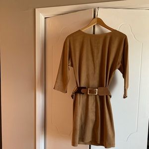 BCBG Maxazria Faux Suede Belted Dress